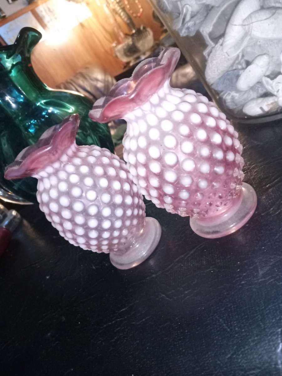 vintage Fenton cranberry vases