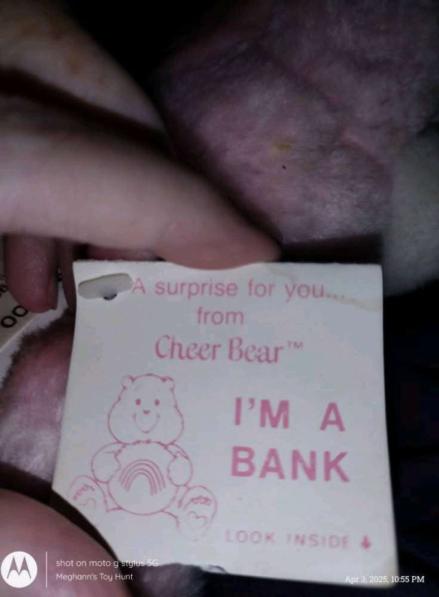 Vtg Care Bears Cheer Bear Plush Coin Bank