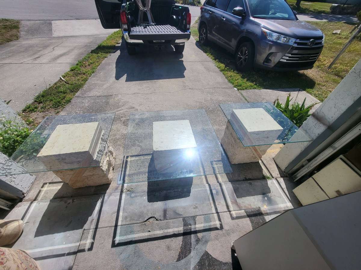 Postmodern Tessellated Mactan Stone Console Table w Polished