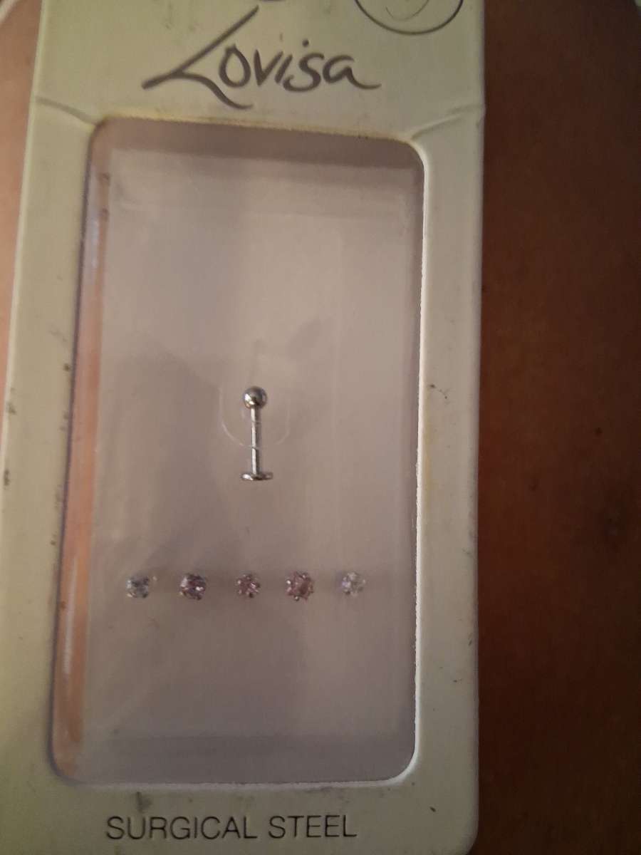 16g 8mm Length straight bar 6 different jewels and 1 ball