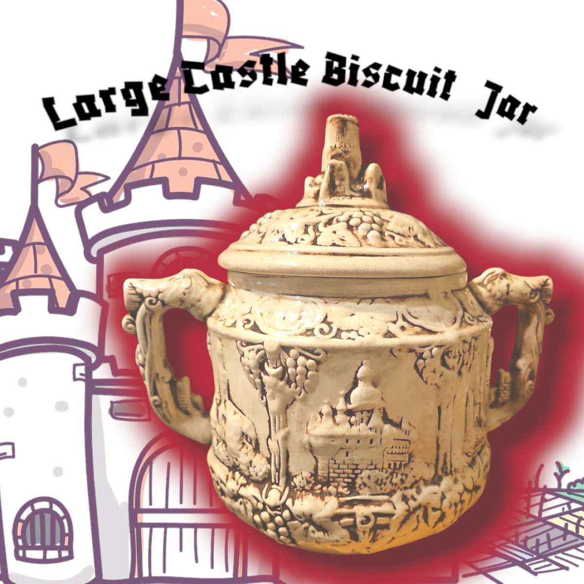 Large Castle Biscuit Jar