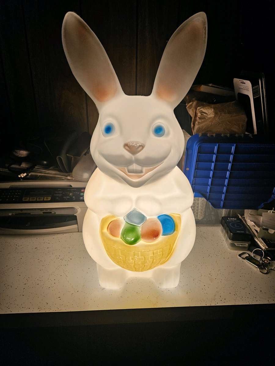 Vintage light up easter bunny blow mold