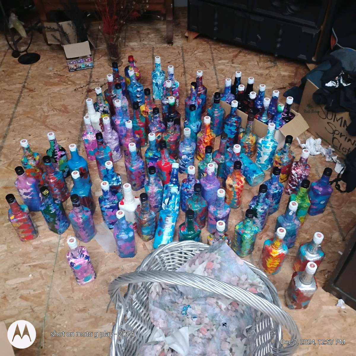 hand painted bottles Great for wedding tablesets