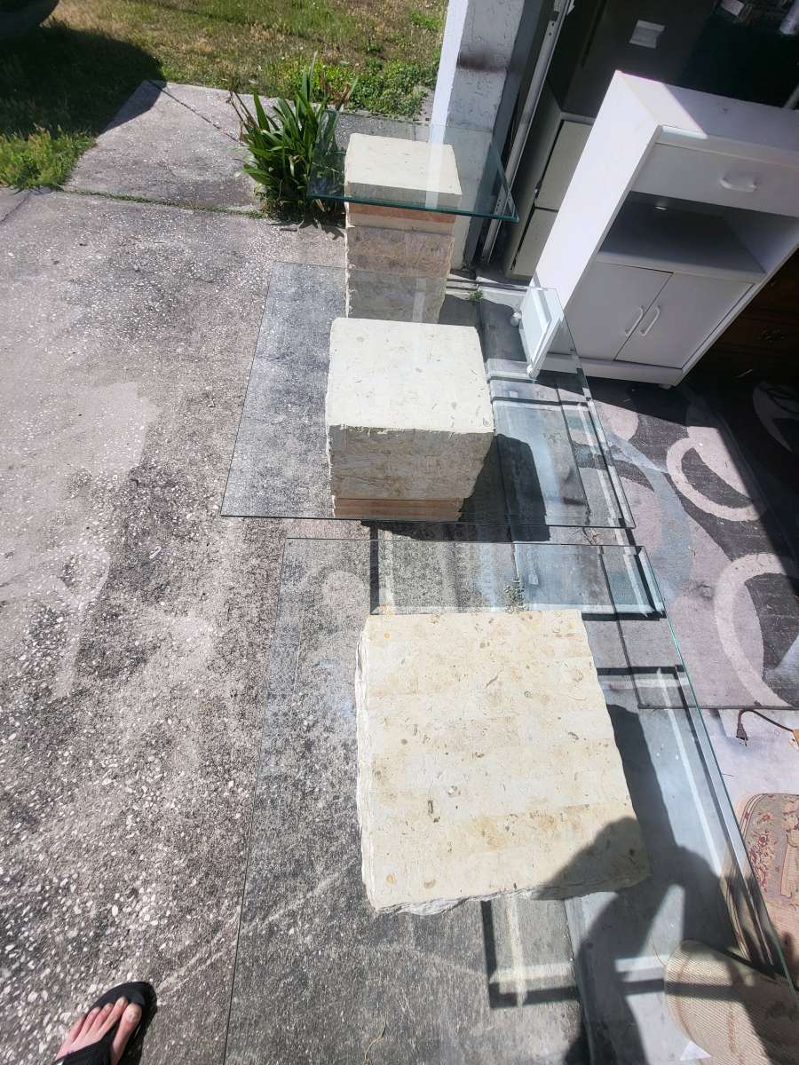 Postmodern Tessellated Mactan Stone Console Table w Polished