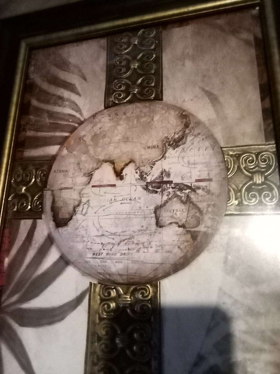 framed picture with double globes