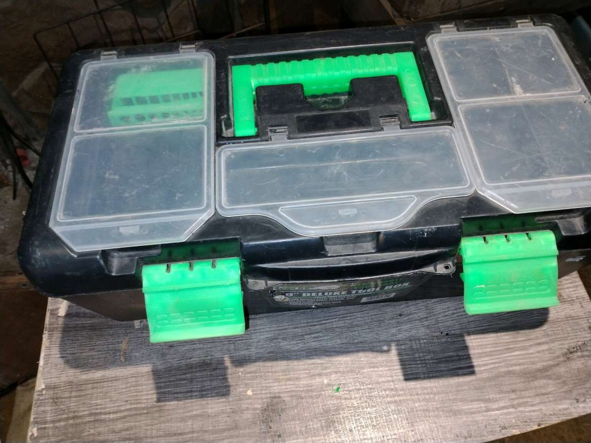 toolbox and masonry tools