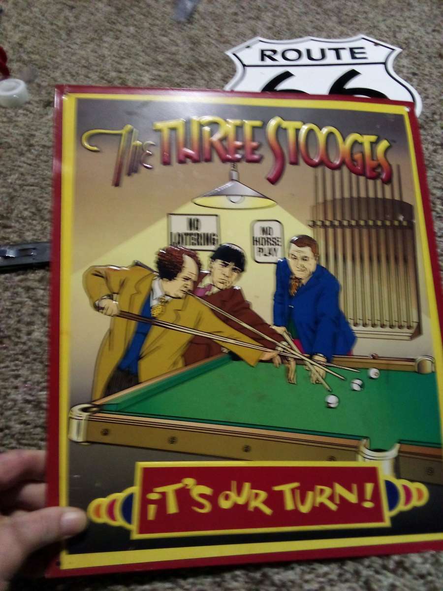 three stooges sign shooting pool