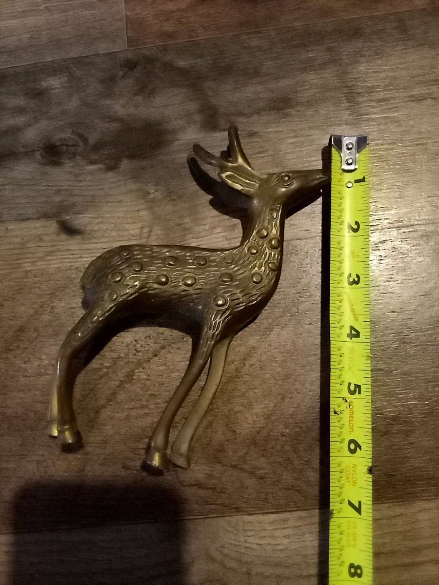 vintage brass deer head up four inches