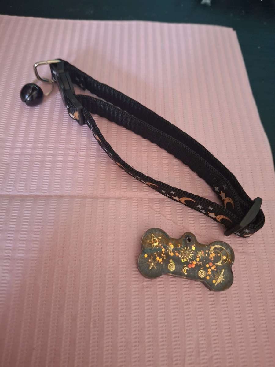 Collar y tag id Negro