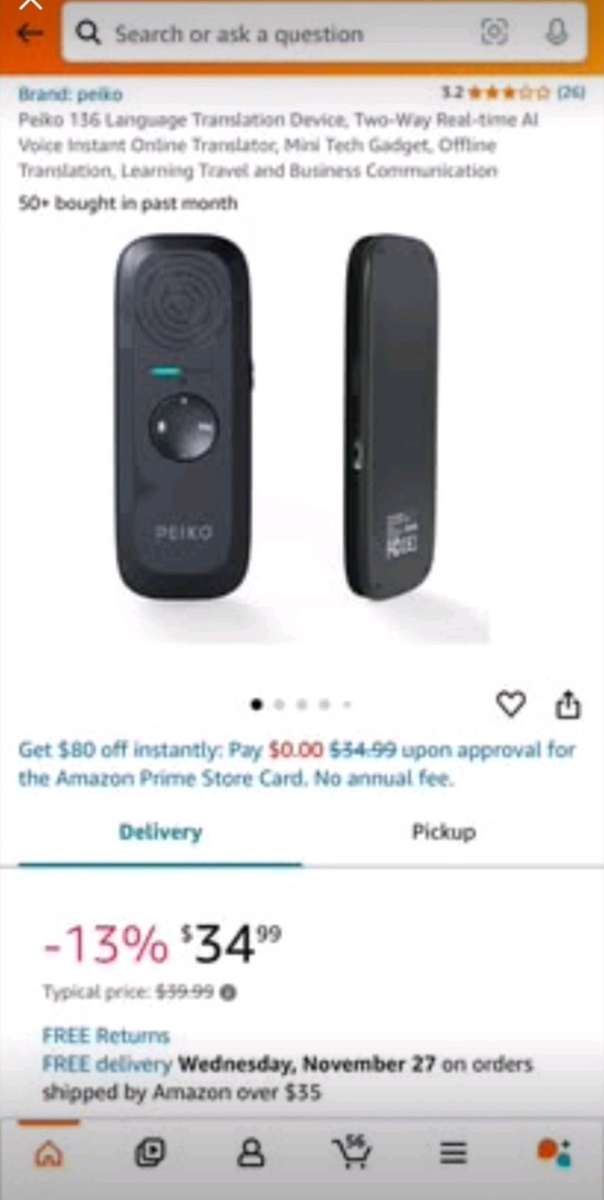 Peiko 136 Language Translation Device TwoWay Realtime AI Voi