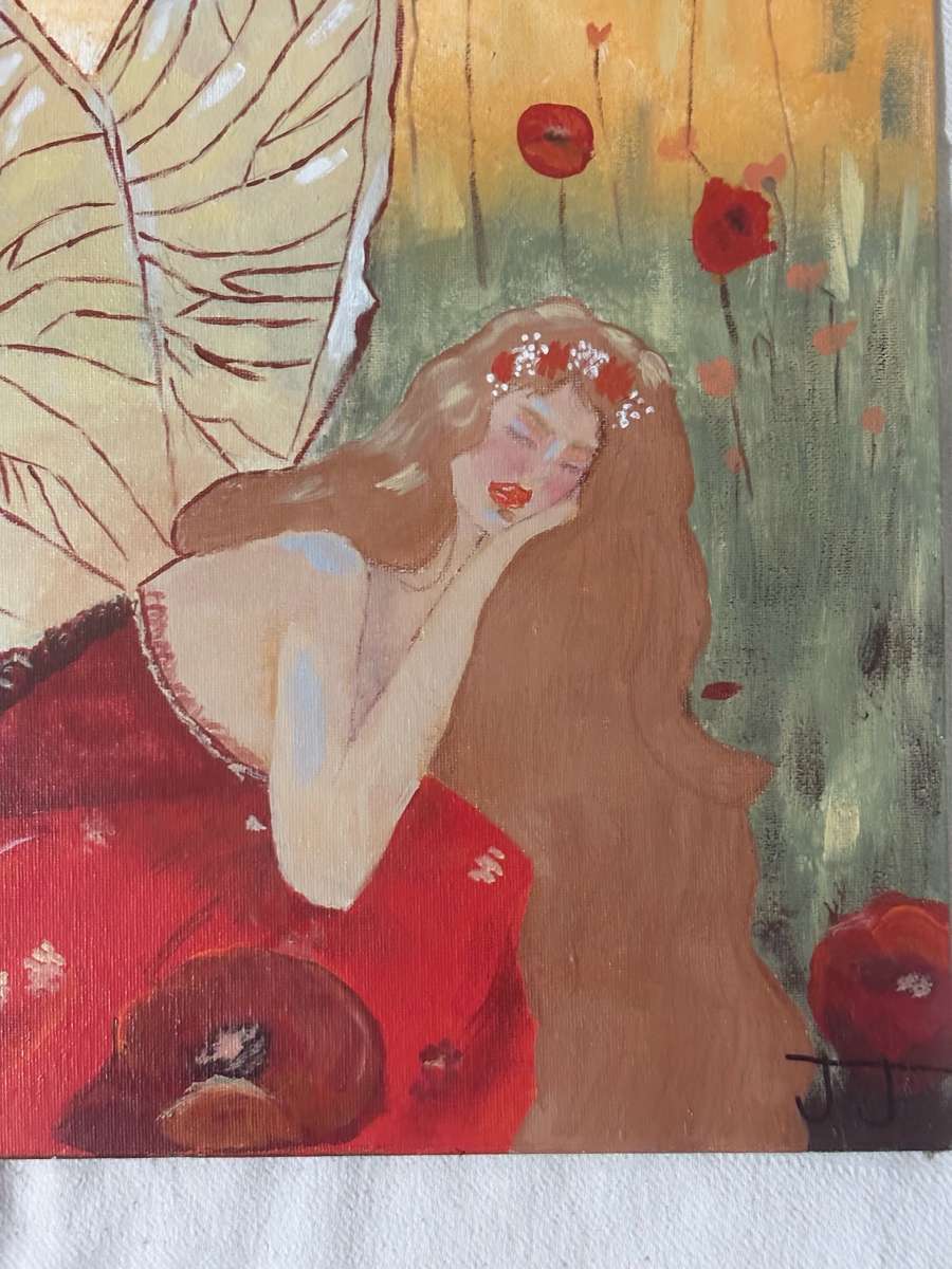 Fair Napping In Poppy Field by Jasmine Jenkins