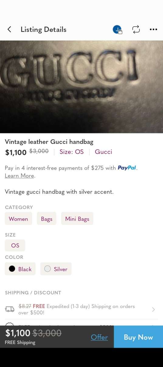 Gucci black leather handbag