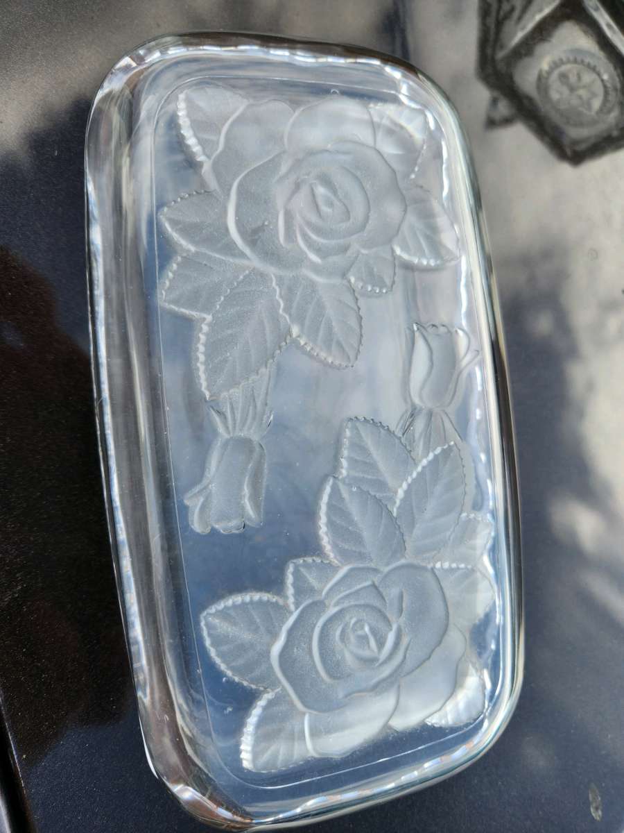 cristal platter and matching candy or dip dish