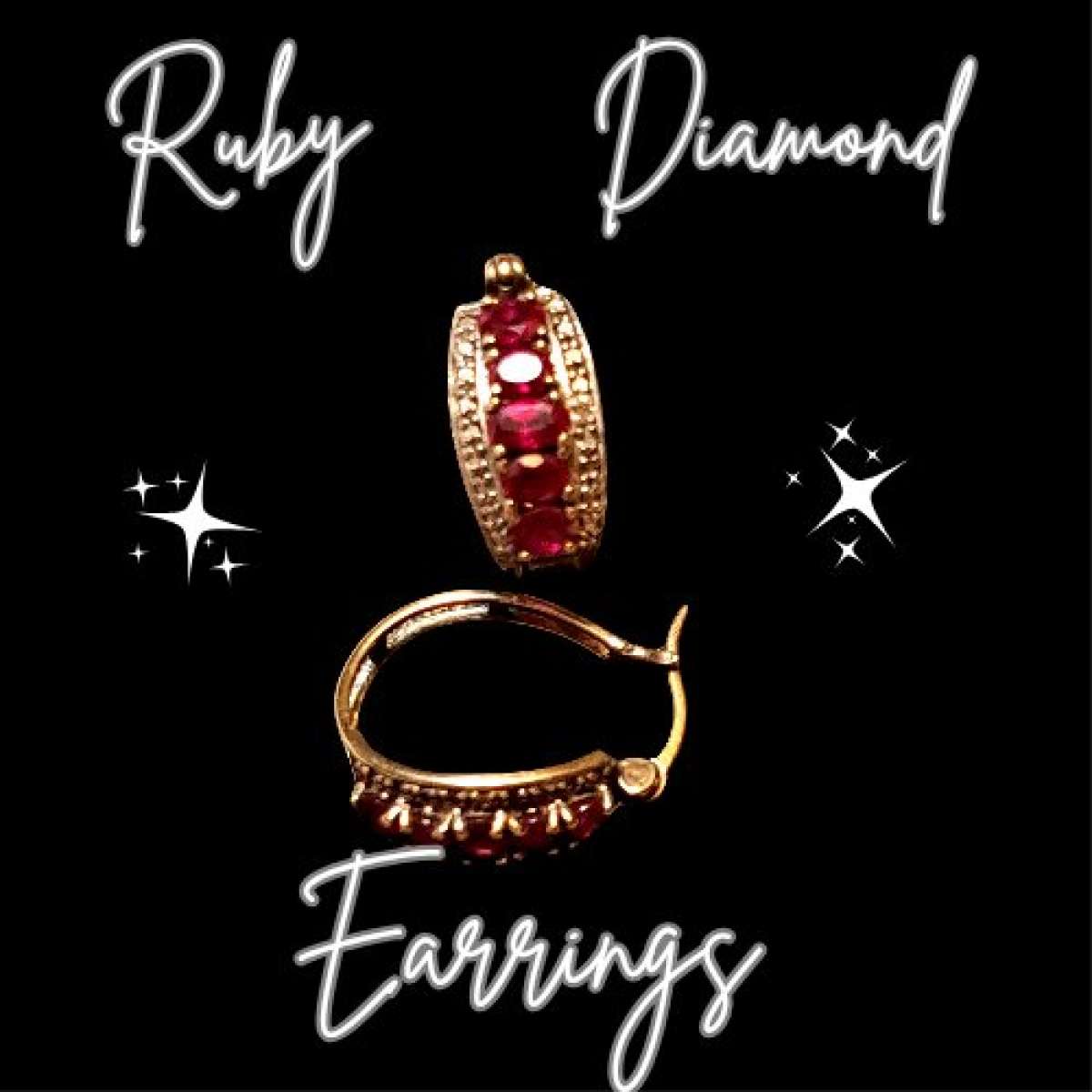 Ruby and Diamond Earrings  Gold over Sterling silver