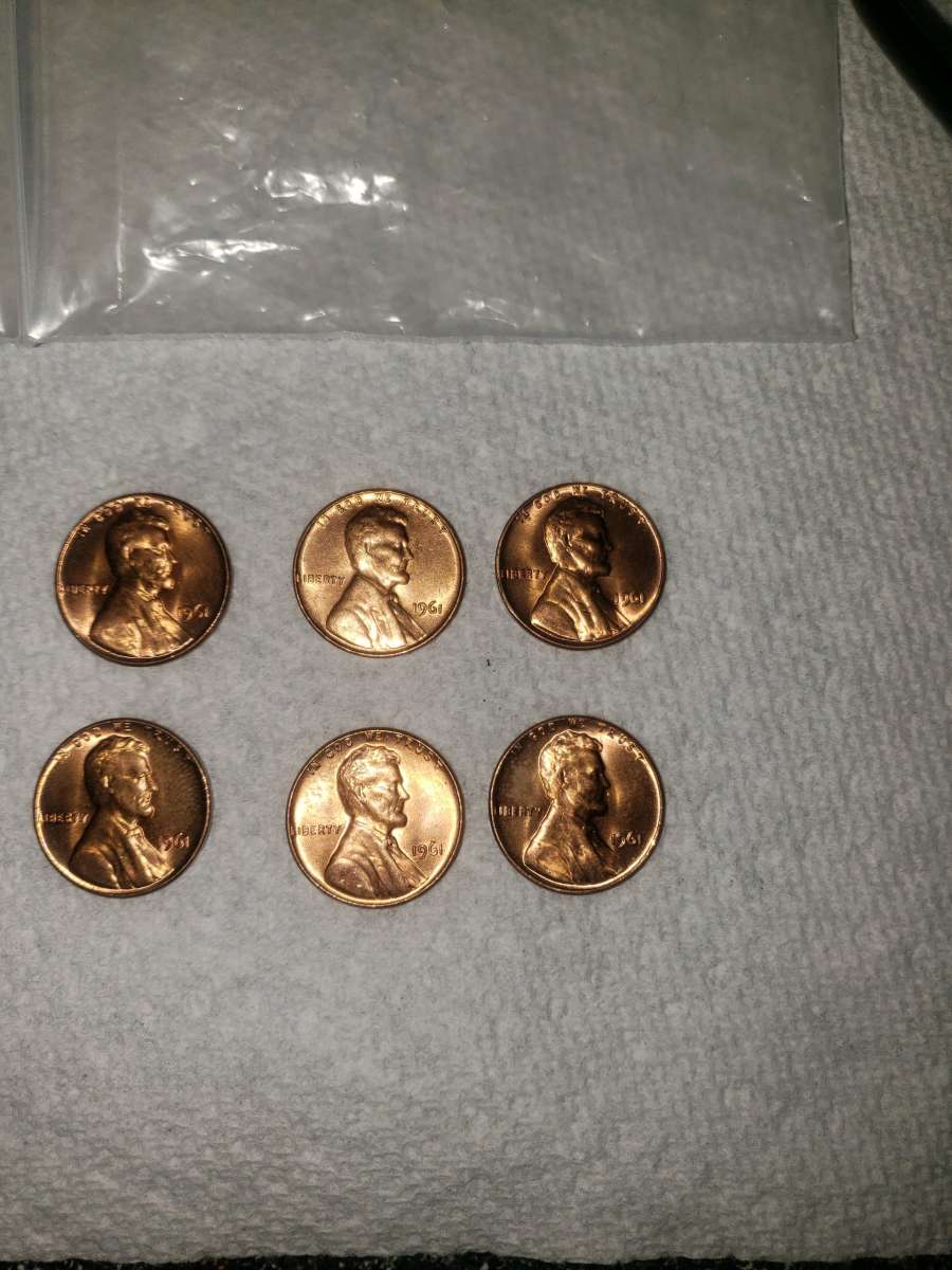 6 excellent condition 1961 No Mint Pennys