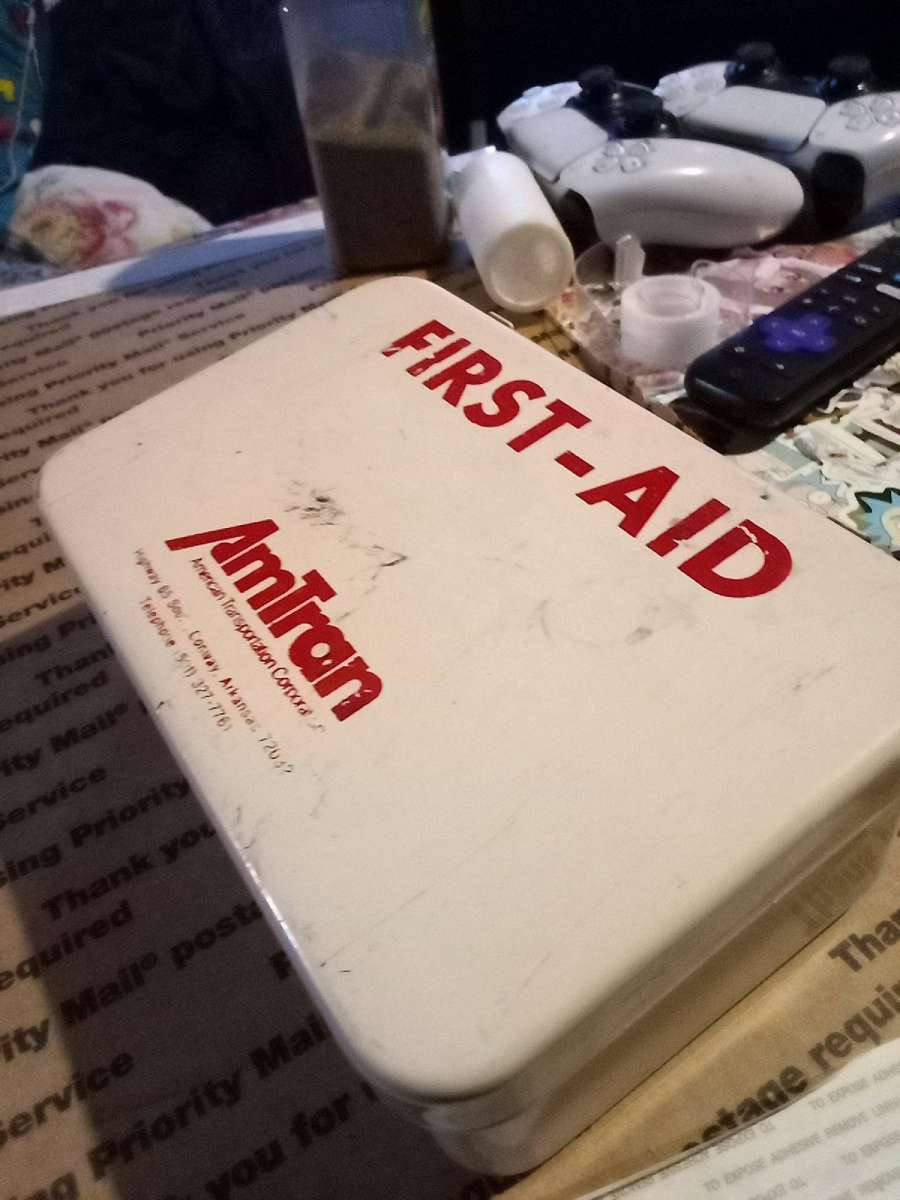 antique train first aid box