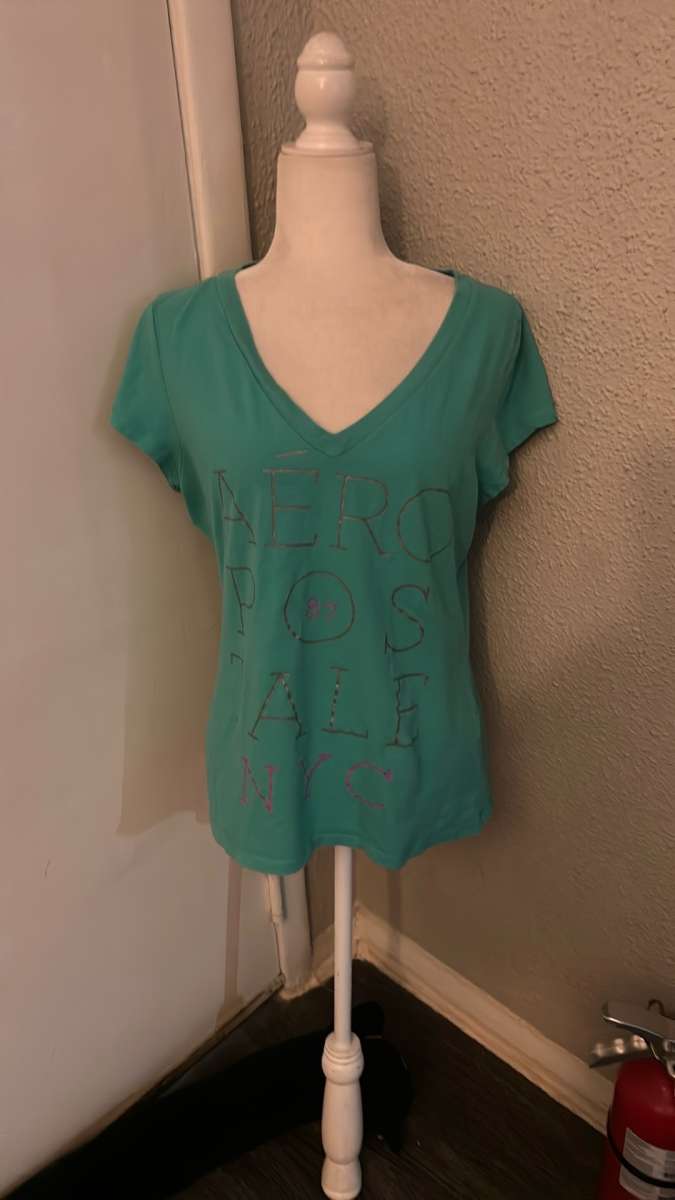 Aeropostale Spellout Green Logo Tee Size XL Short Sleeve