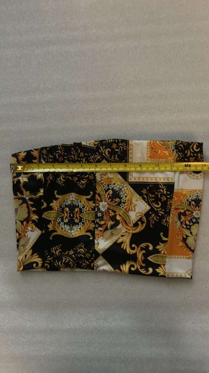 PLT PrettyLittleThing Black Chain Print Bandeau Crop Top Siz