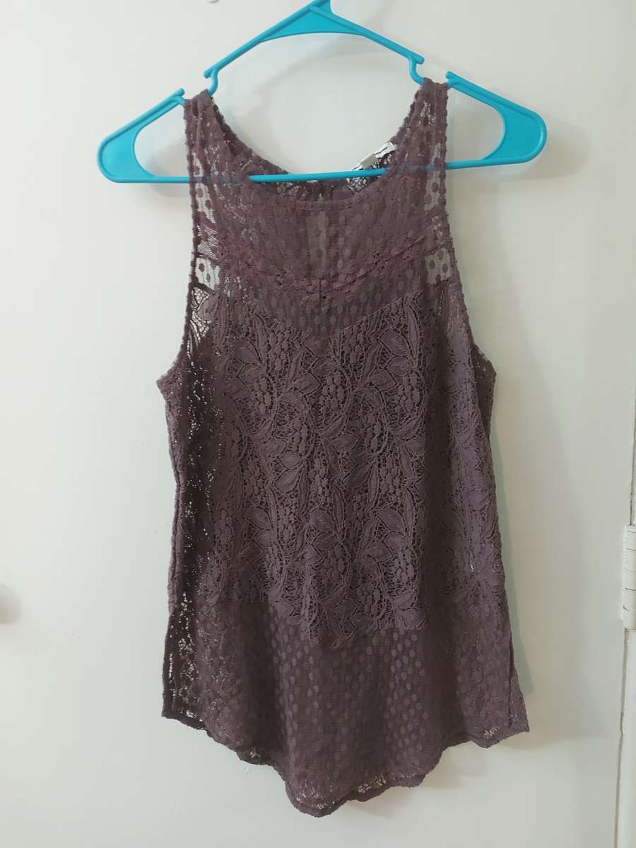 AEO American Eagle Outfitters Purple Crochet Tank Size XS Fe