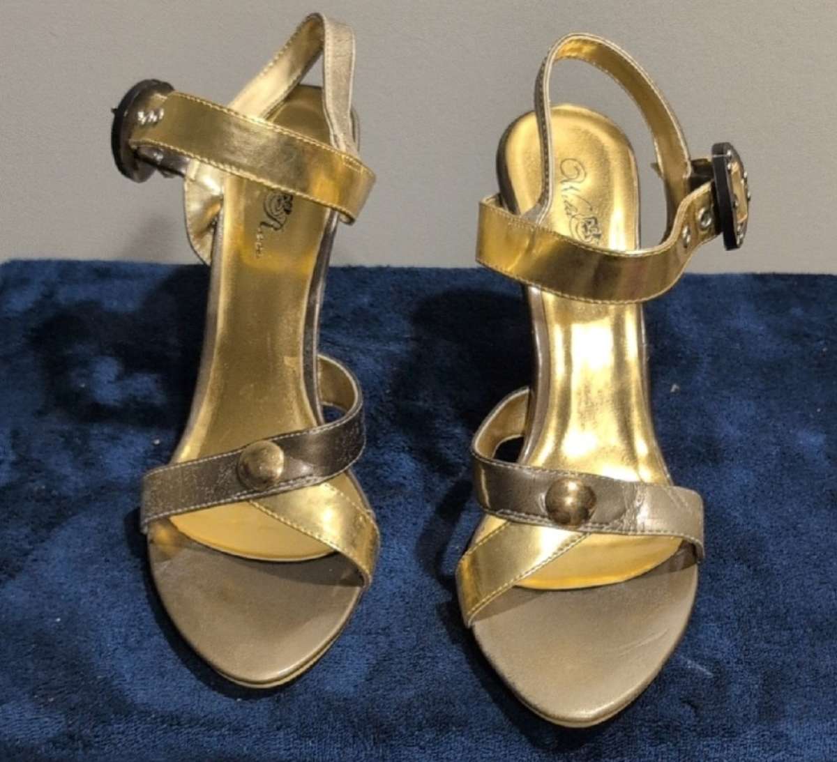Guess Gold and Silver Heels with Ankle Strap size 11