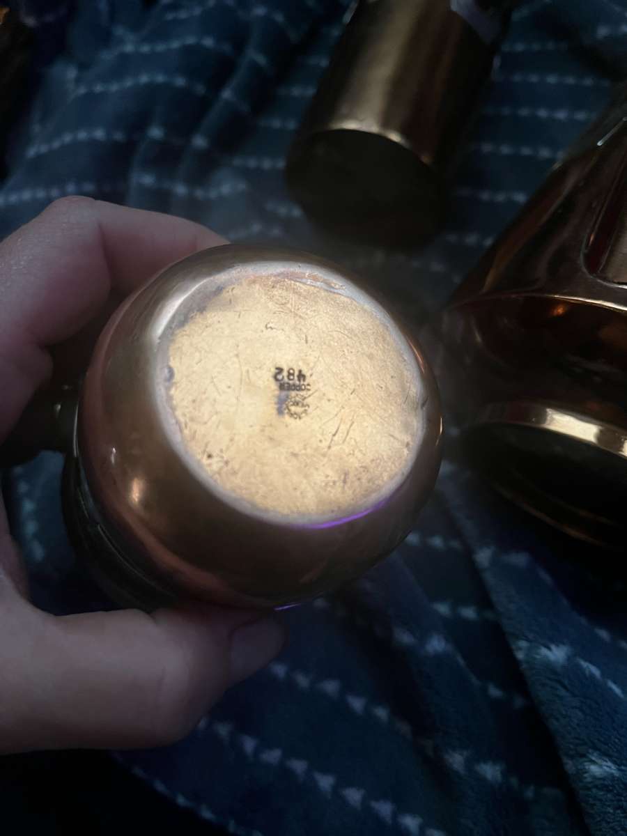 copper and silver Teaset