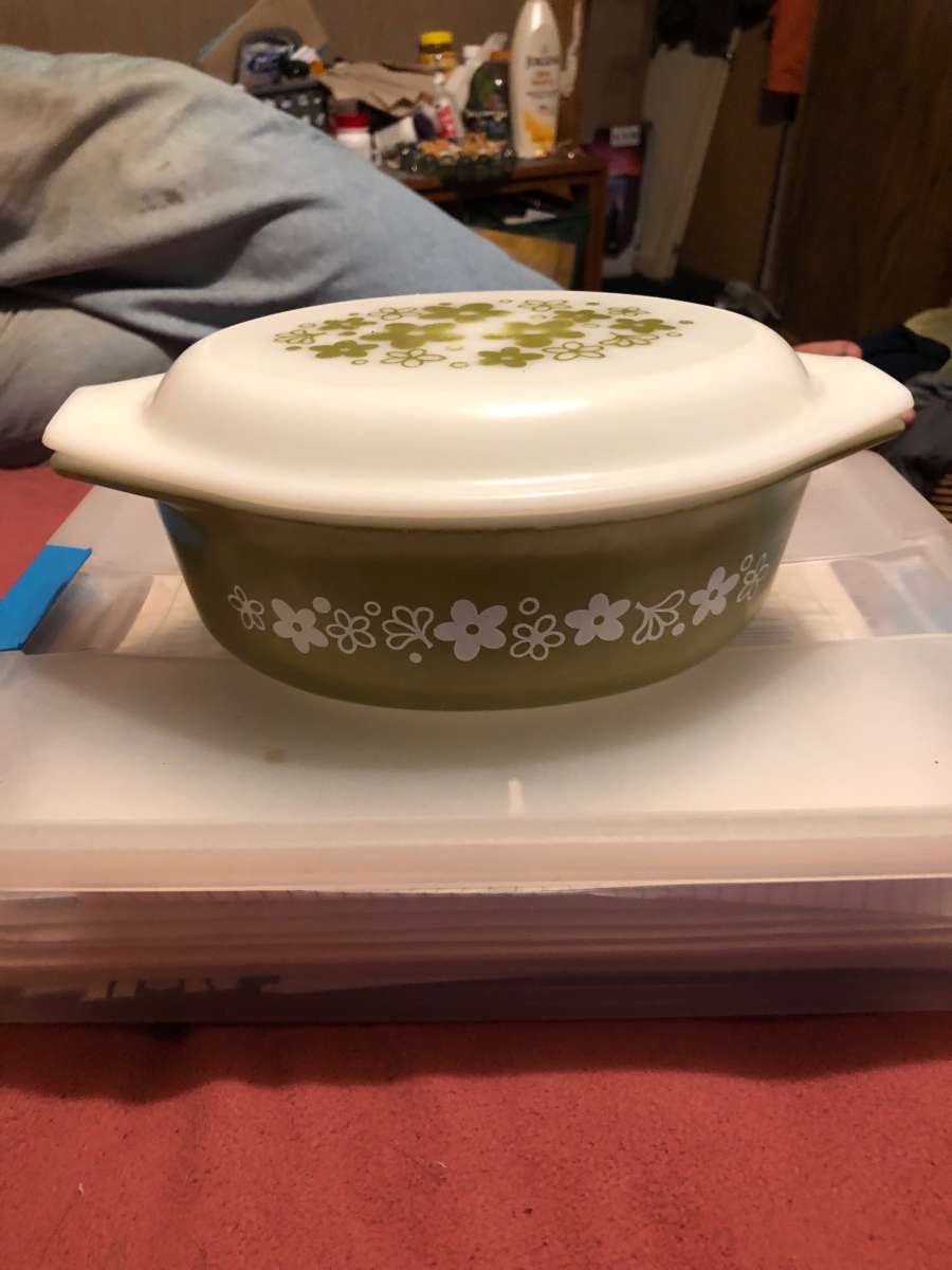 Pyrex 1 and half inch it is green with flowers on it