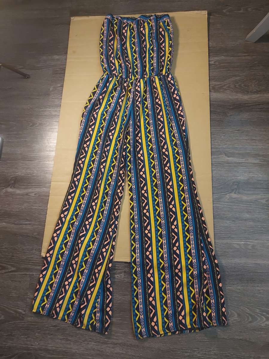 Rainbow Strapless Multicolor Jumpsuit Size S