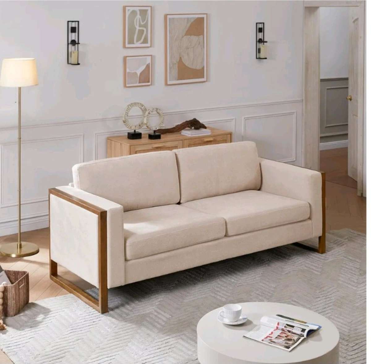 Loveseat Sofa Modern Sofa with Solid Wood Legs Elegant Comfo
