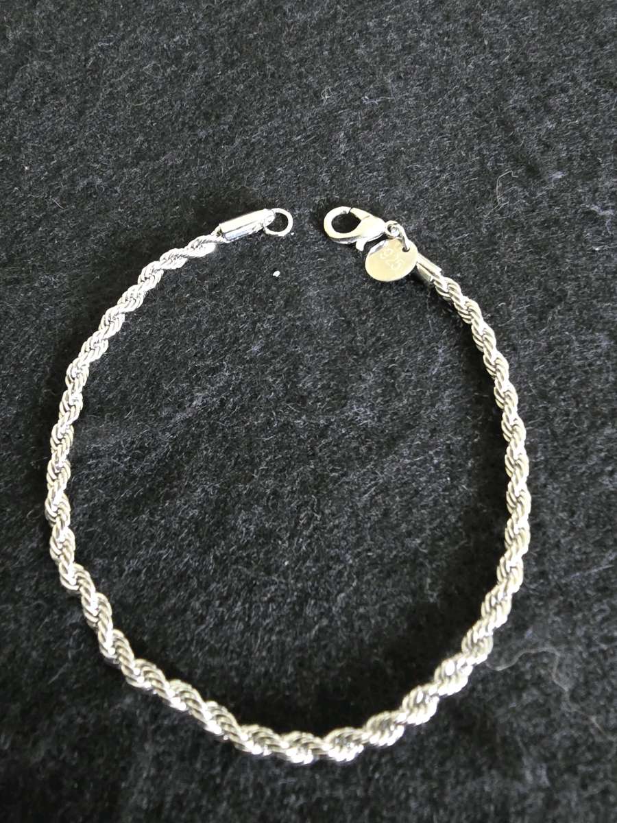 925 Sterling Silver Twisted Rope Bracelet