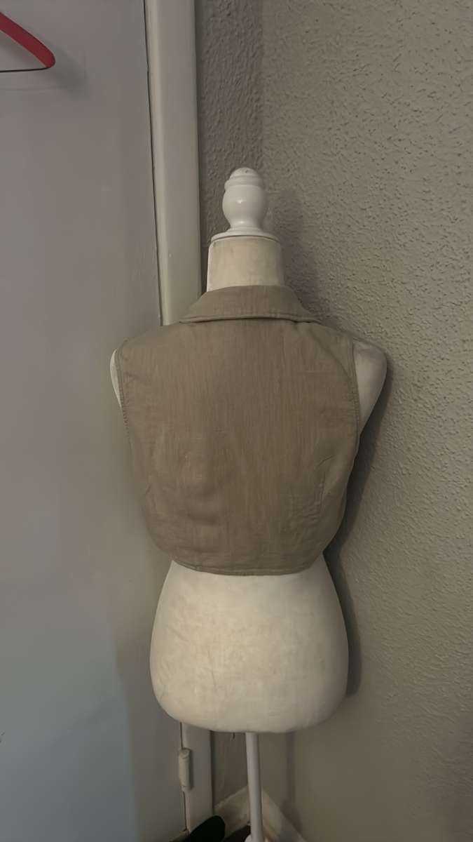 SHEIN  Lapel Collar Knot Front Crop Top Size L Linen Summer