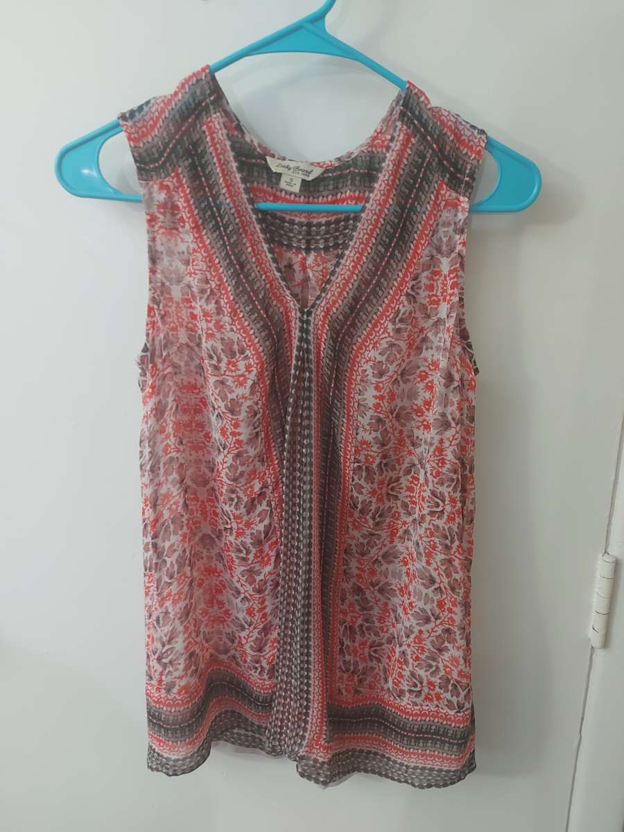 Lucky Brand Womens Printed Border Tank Size S