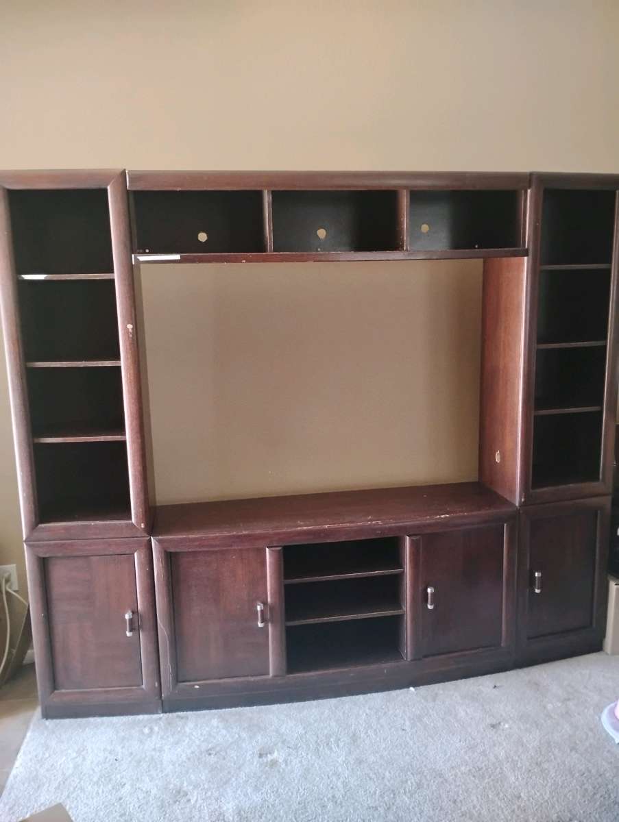 dark brown beautiful entertainment center