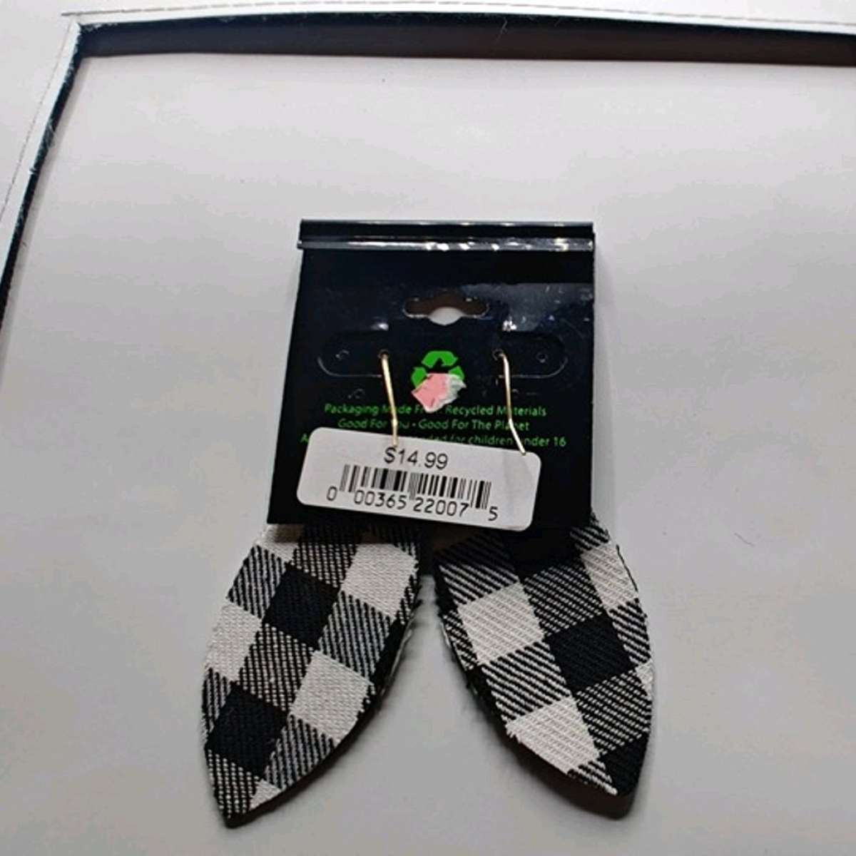 Buffalo Check Earrings Hunters Feather Leaf Metal Jewelry WH