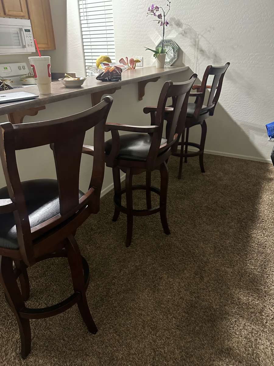 Set of 3 Wooden Bar Stools