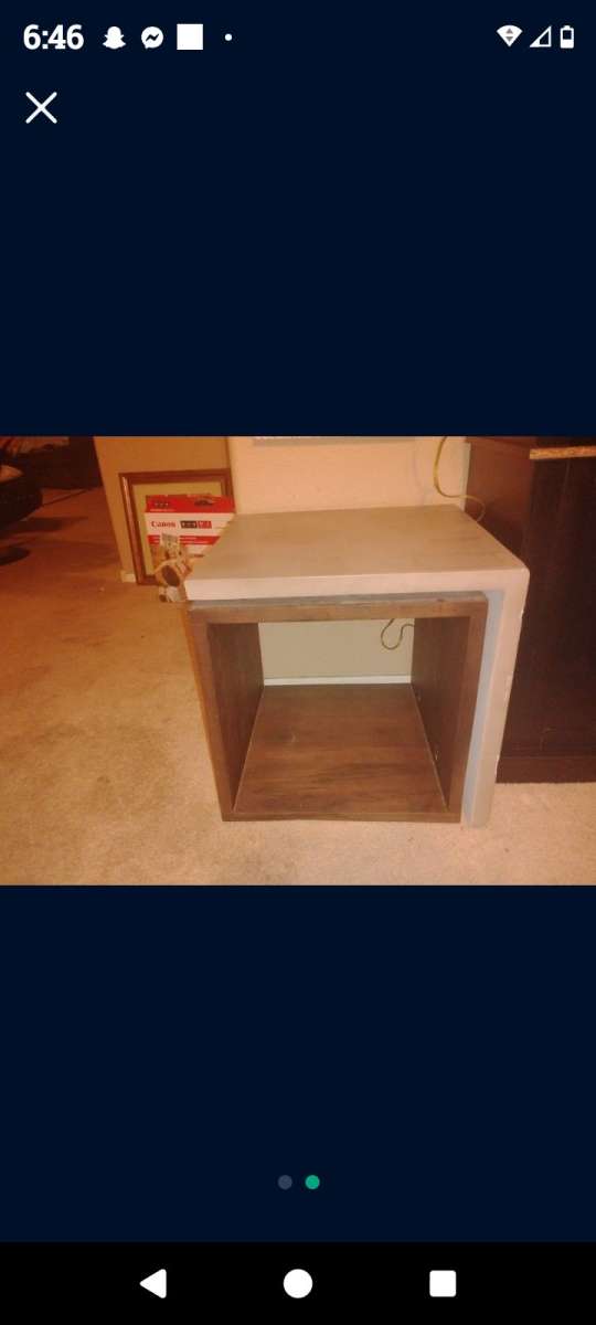 two cement block tables