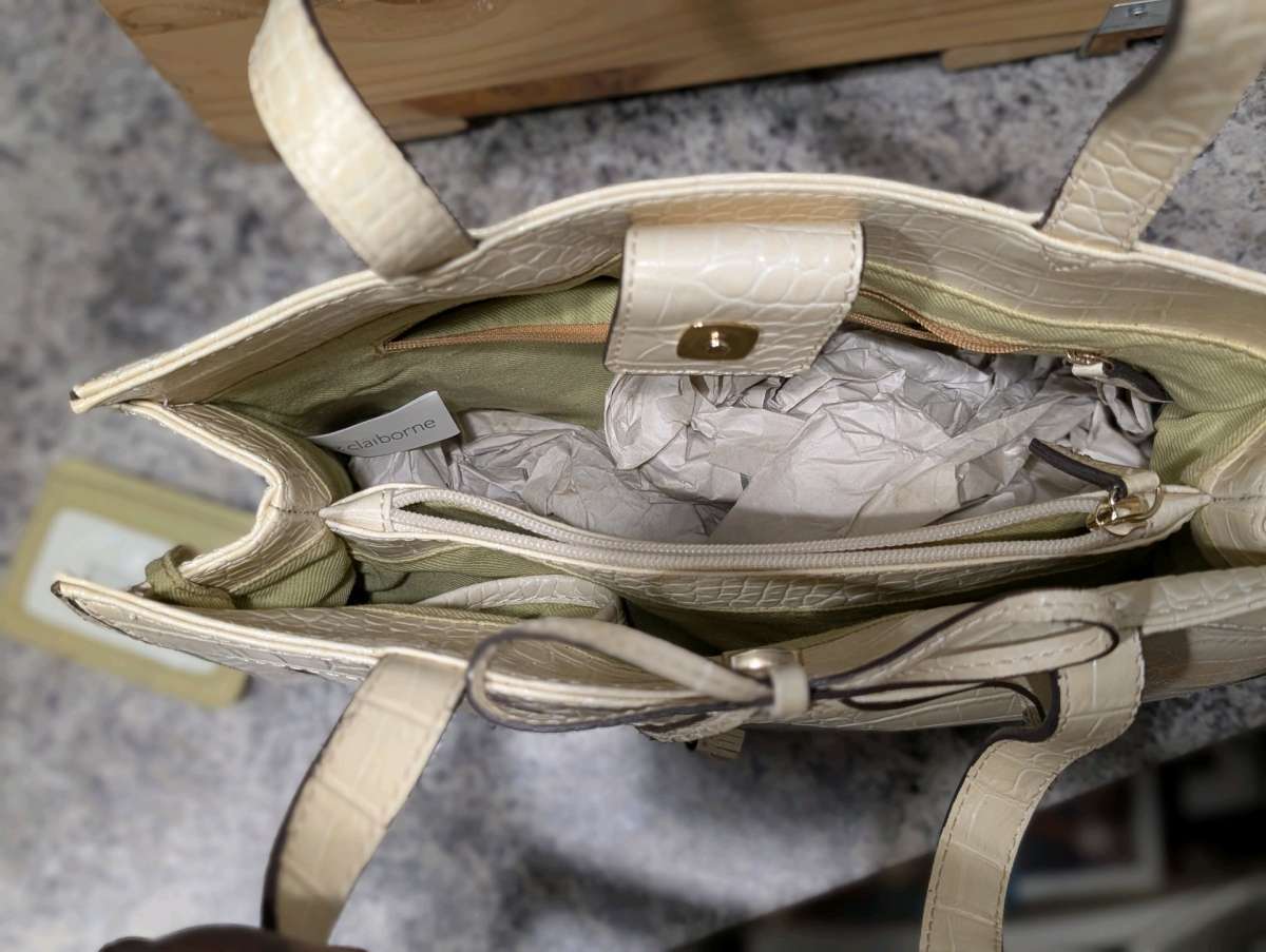 Cream Structured Leather Tote with Double Handles