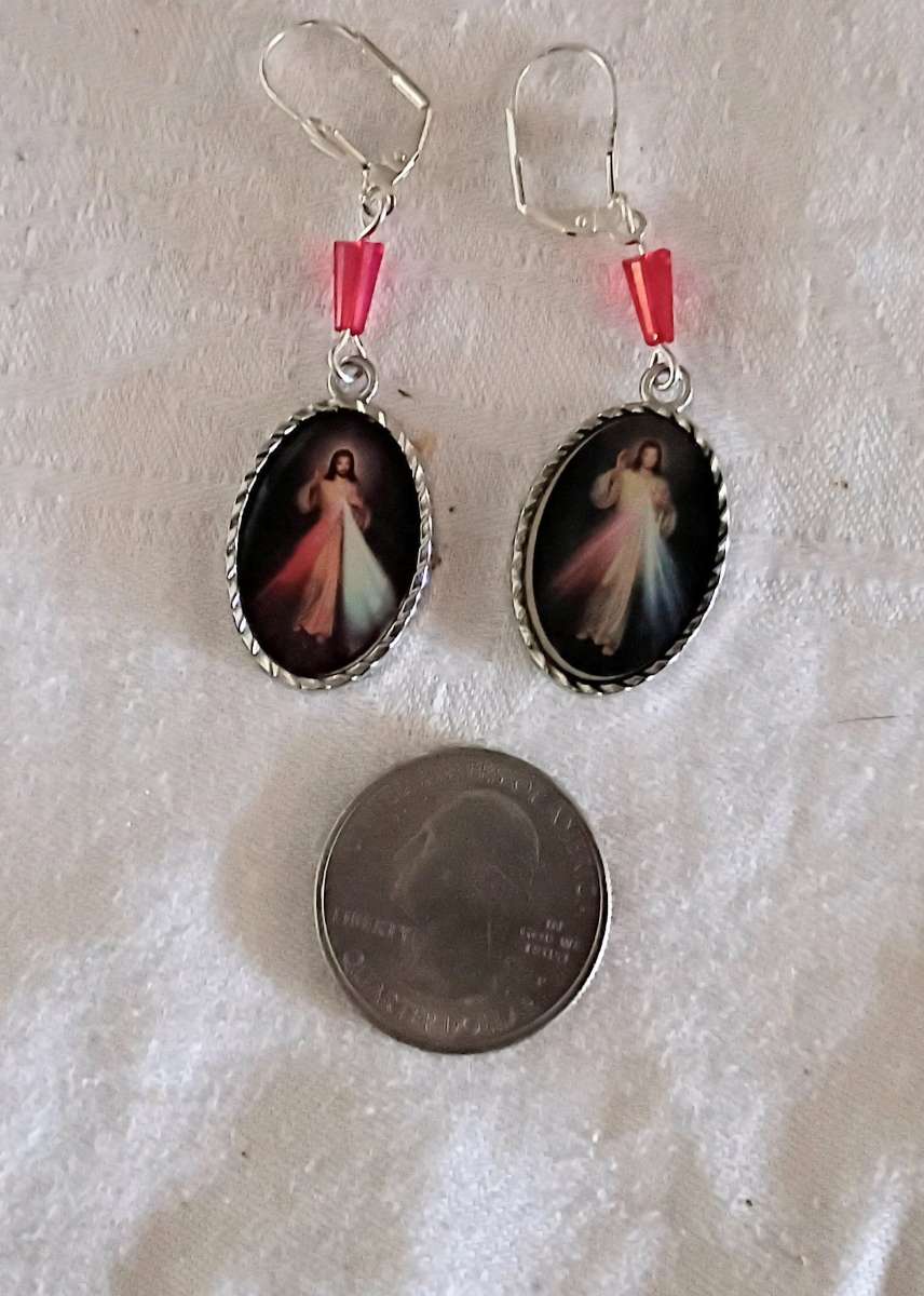 Handmade holy medal earrings