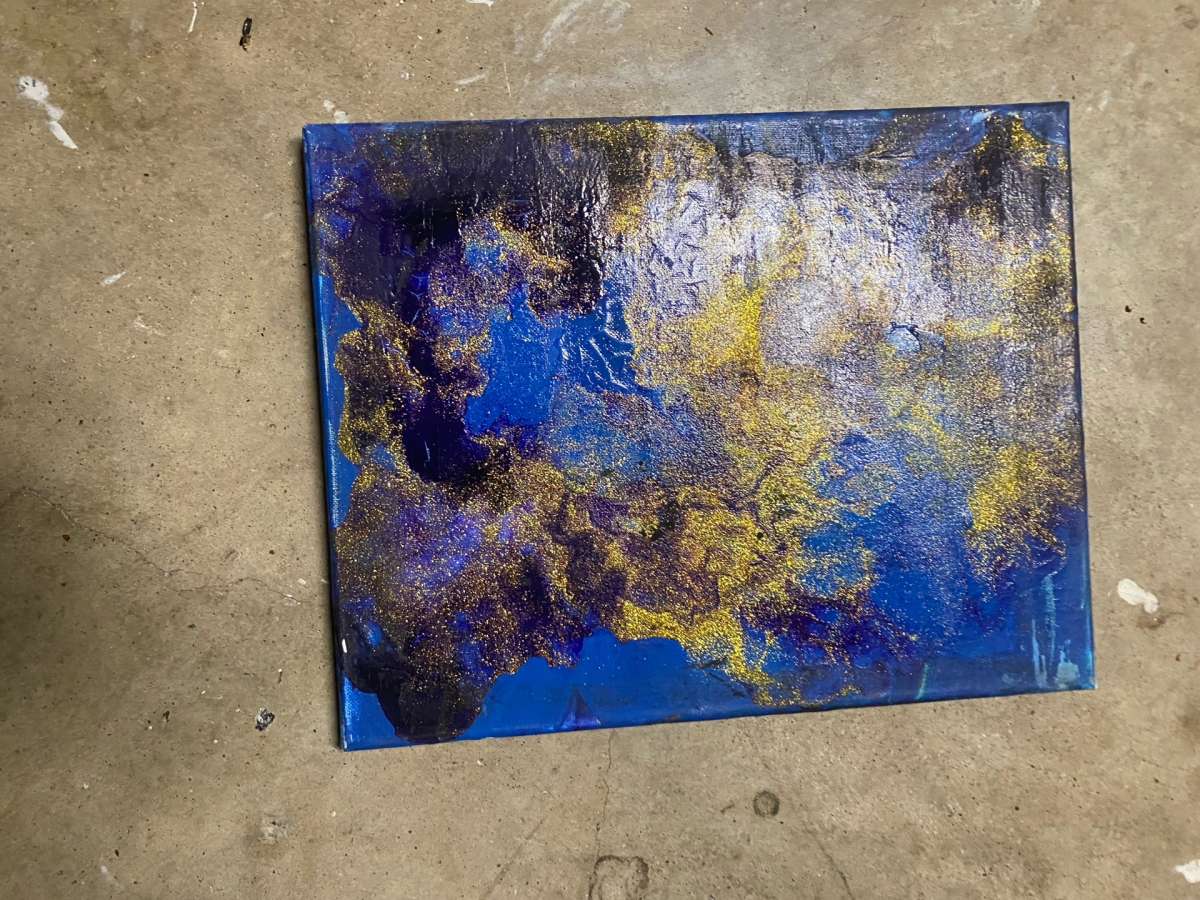 blue purple and gold painting