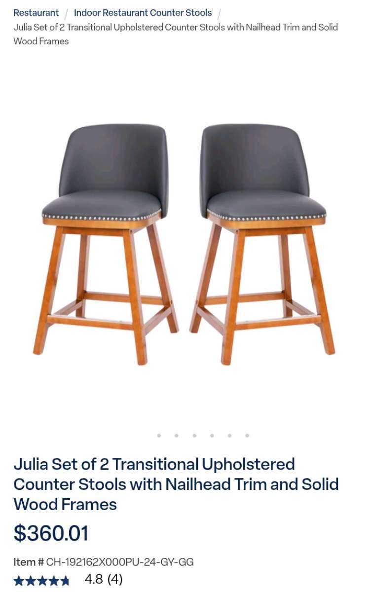 Julia Set of 2 Transitional Upholstered Counter Stools  Free