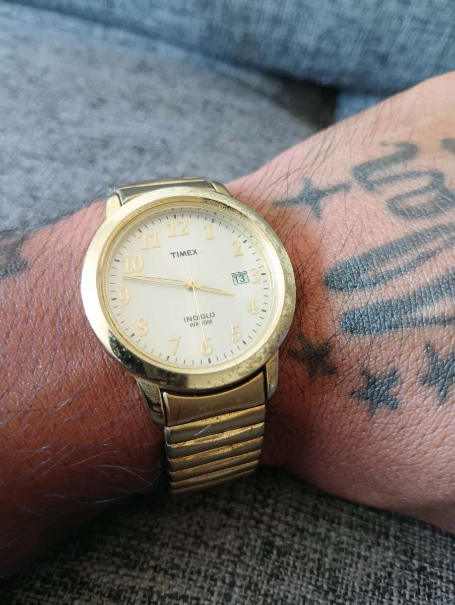 Vintage Timex Watch Men Classic Luxury Gold Tone Stainless S