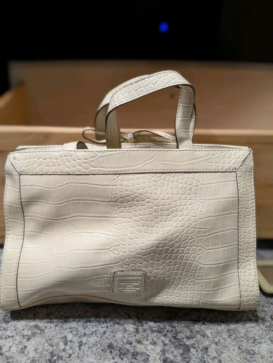 Cream Structured Leather Tote with Double Handles