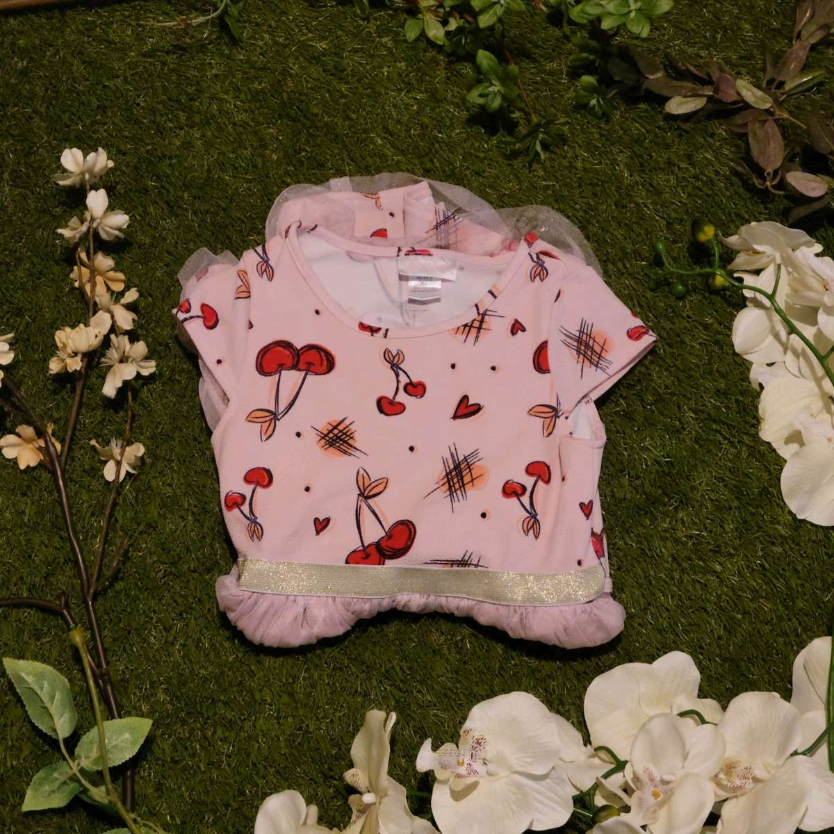 Girls Pink Cherry Dress