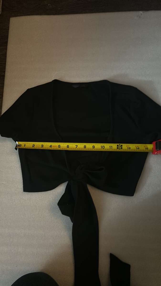 SHEIN Black Tie Front Crop Top Bolero Size S