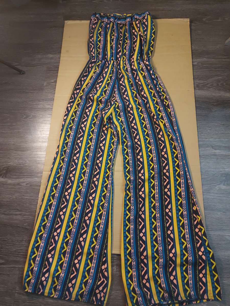 Rainbow Strapless Multicolor Jumpsuit Size S
