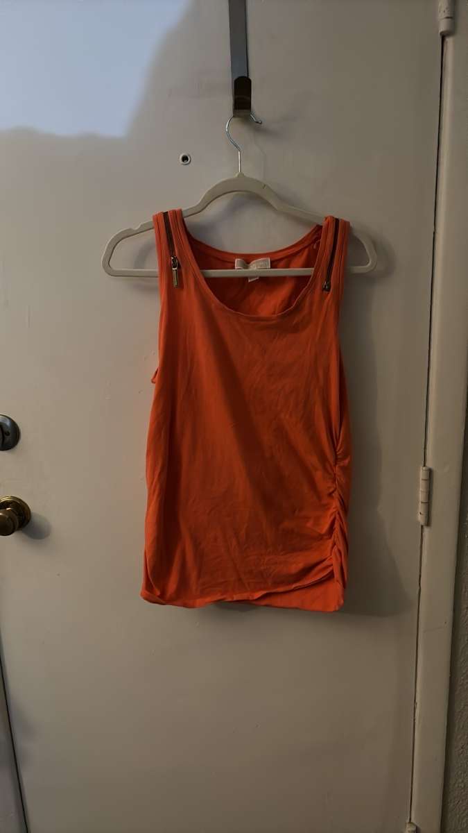 MICHAEL Michael Kors Orange Zip Accent Casual Tank Size L