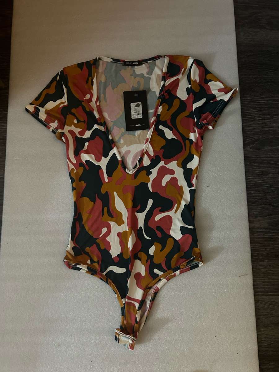 Fashion Nova Sargeant Sexy Camouflage Bodysuit Size XS