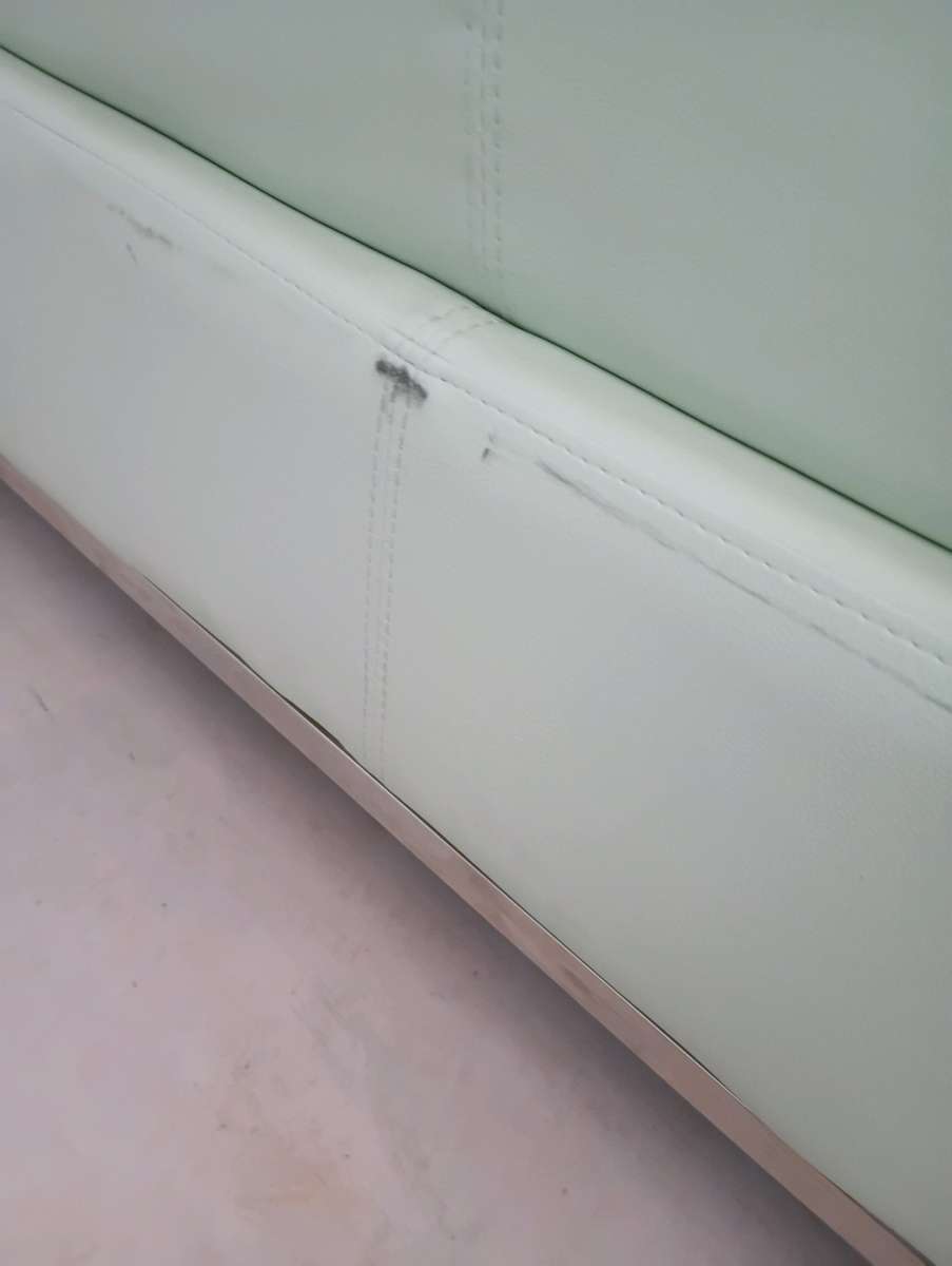 Celadon color Leather couch  FREE DELIVERY IF NEEDED