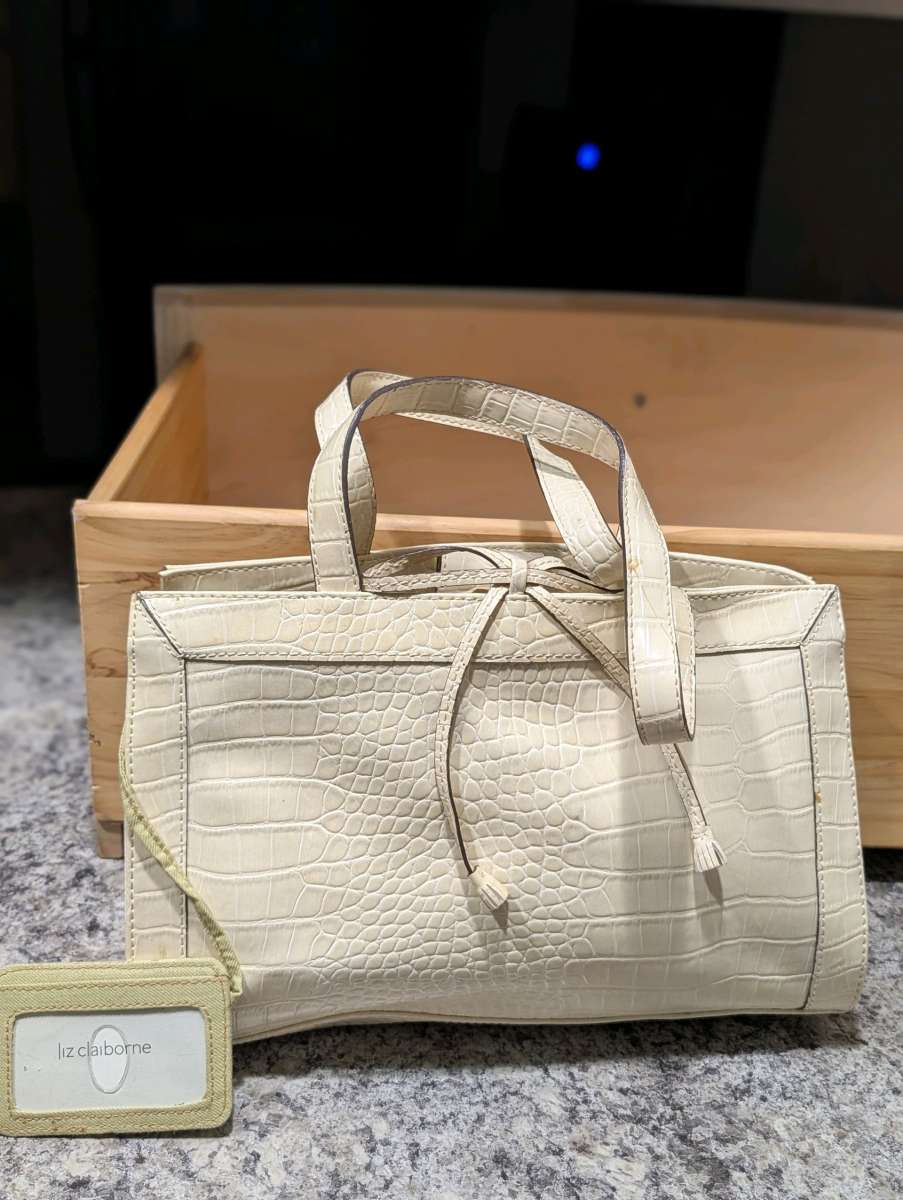 Cream Structured Leather Tote with Double Handles