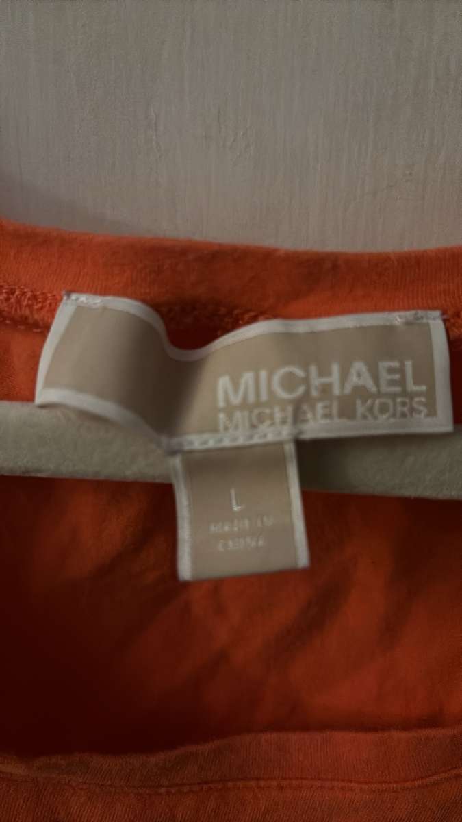 MICHAEL Michael Kors Orange Zip Accent Casual Tank Size L