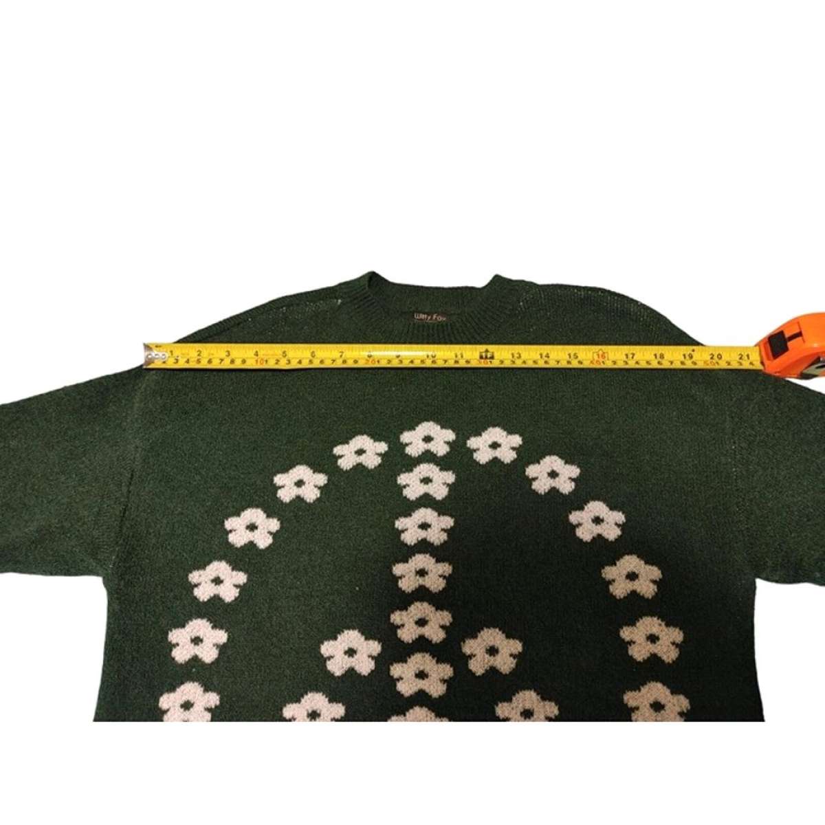 Witty Fox Young Contemporary green sweater with floral peace